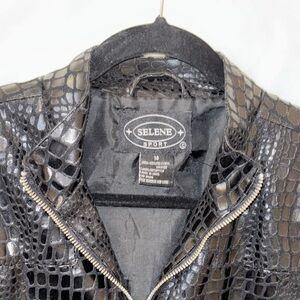 Selene Sport Black Croc-Patterned Pants suit Outerwear